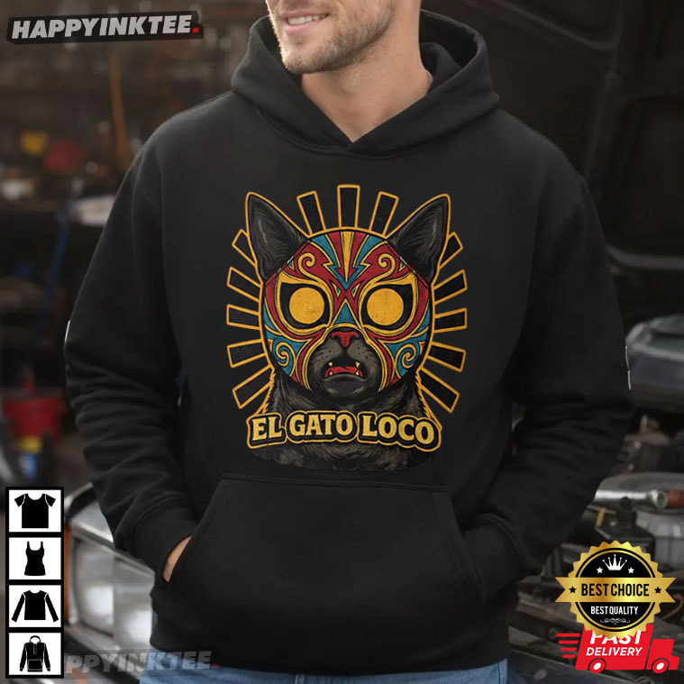 El Gato Loco Vintage Lucha Cat Graphic T-Shirt El Gato Loco Vintage Lucha Cat Graphic T-Shirt