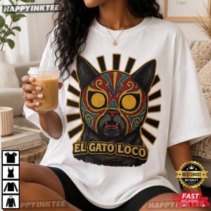 El Gato Loco Vintage Lucha Cat Graphic T Shirt (3)