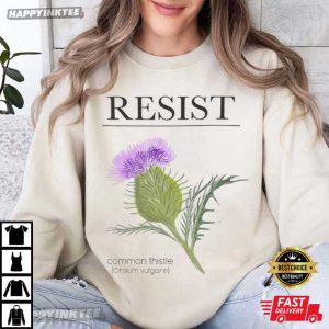 Resist Common Thistle Botanical Feminist Statement T Shirt (2)