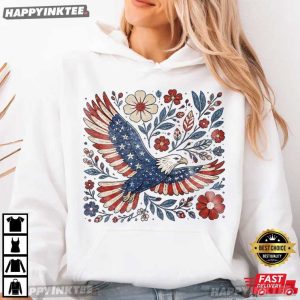250th American Freedom Patriotic Eagle Floral 4th of July T Shirt (4)