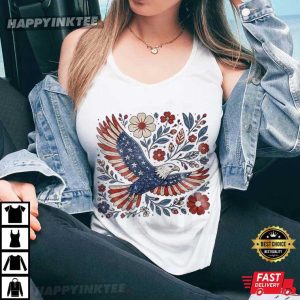 250th American Freedom Patriotic Eagle Floral 4th of July T Shirt (1)