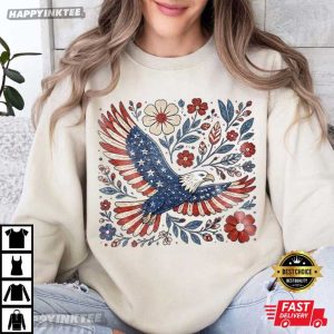 250th American Freedom Patriotic Eagle Floral 4th of July T Shirt (2)