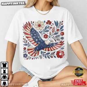 250th American Freedom Patriotic Eagle Floral 4th of July T Shirt (3)