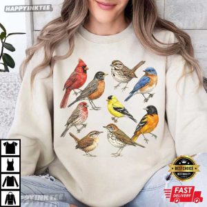 Songbirds Of North America Field Guide Bird Lover T Shirt (1)