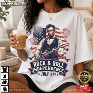 Abraham Lincoln Guitar Rock And Roll Independence 4th of July T Shirt (4)