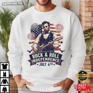 Abraham Lincoln Guitar Rock And Roll Independence 4th of July T Shirt (1)
