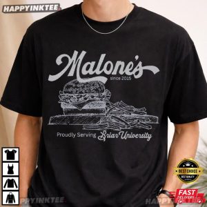 Malone's Proudly Serving Brian University Off Campus Burger T Shirt (4)