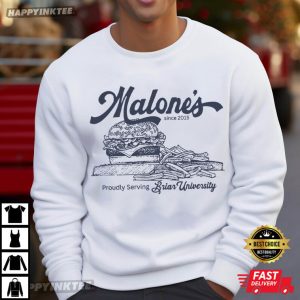 Malone's Proudly Serving Brian University Off Campus Burger T Shirt (1)