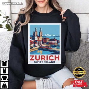 Zurich Switzerland Grossmunster River City Pride Travel T Shirt (1)