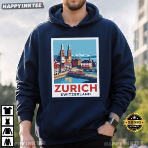 Zurich Switzerland Grossmunster River City Pride Travel T Shirt (2)