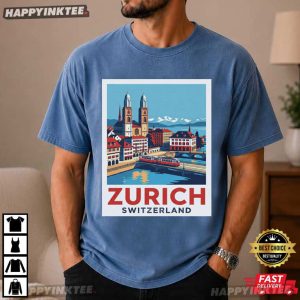 Zurich Switzerland Grossmunster River City Pride Travel T Shirt (3)