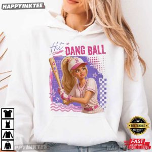 Hit The Dang Ball Funny Baseball Pink Doll Face Meme T Shirt (1)