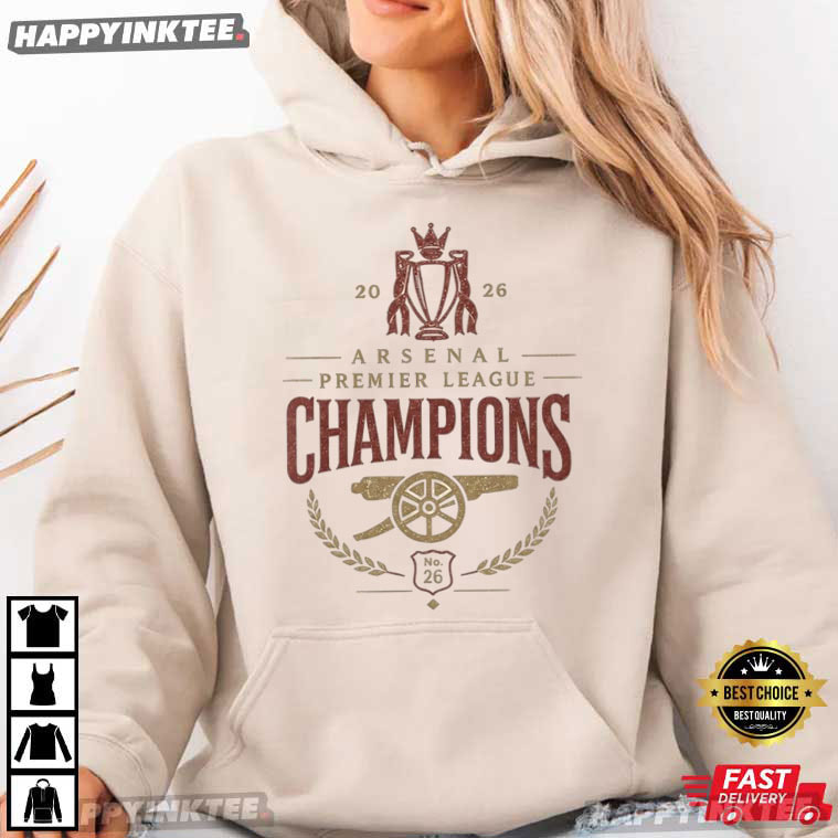 Arsenal Premier League Champions 2026 Winner Football T- Shirt Arsenal Premier League Champions 2026 Winner Football T- Shirt