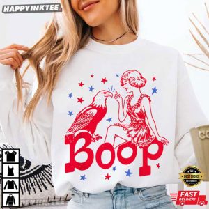 Retro America Girl Eagle Boop Patriotic 4th of July T Shirt (4)