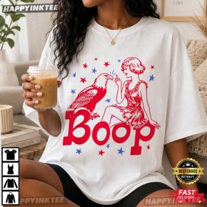 Retro America Girl Eagle Boop Patriotic 4th of July T Shirt (1)
