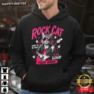Rock Cat Playing Guitar Born To Be Wild Live Loud Play Hard T Shirt (2)