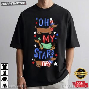 Oh My Stars Dachshund Patriotic Wiener Dog 4th Of July T Shirt (4)