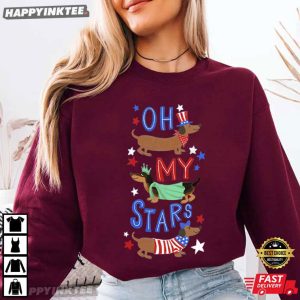 Oh My Stars Dachshund Patriotic Wiener Dog 4th Of July T Shirt (1)