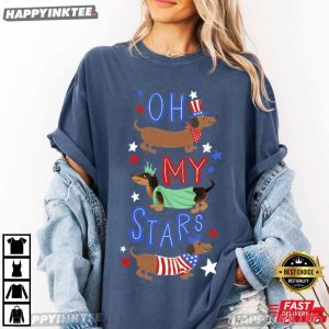Oh My Stars Dachshund Patriotic Wiener Dog 4th Of July T Shirt (3)