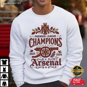 Arsenal Premier League Champions Retro Gunners 2026 Soccer T Shirt (1)