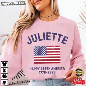 Happy 250th America 1776 2026 Custom Name Kid 4th of July T Shirt (1)