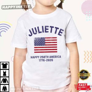 Happy 250th America 1776 2026 Custom Name Kid 4th of July T Shirt (3)