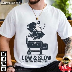 Low And Slow BBQ Smoker Father's Day Gift for Grill Dad T Shirt (1)