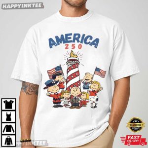 Peanuts Gang America 250th 4th of July Cartoon T Shirt (1)