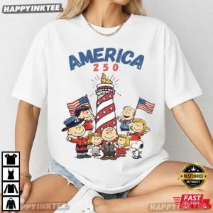 Peanuts Gang America 250th 4th of July Cartoon T Shirt (2)