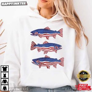 Patriotic Fish American Flag 4th of July T Shirt (4)