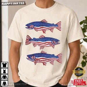 Patriotic Fish American Flag 4th of July T Shirt (2)