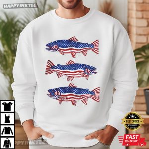 Patriotic Fish American Flag 4th of July T Shirt (3)