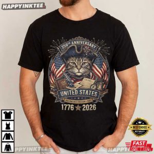 United States 250th Anniversary Patriotic Cat 4th of July T Shirt (4)