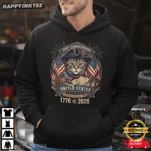 United States 250th Anniversary Patriotic Cat 4th of July T Shirt (2)
