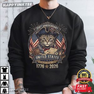 United States 250th Anniversary Patriotic Cat 4th of July T Shirt (3)
