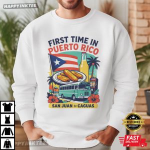 First Time In Puerto Rico Beach And Food Summer Vacation T Shirt (1)