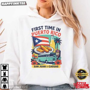 First Time In Puerto Rico Beach And Food Summer Vacation T Shirt (2)