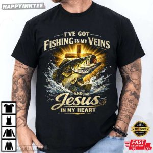 Fishing In My Veins Jesus In My Heart Christian Faith Fisherman Gift T Shirt (4)