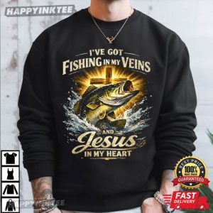 Fishing In My Veins Jesus In My Heart Christian Faith Fisherman Gift T Shirt (1)