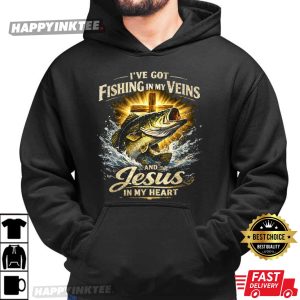 Fishing In My Veins Jesus In My Heart Christian Faith Fisherman Gift T Shirt (2)