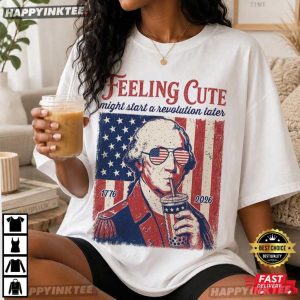 George Washington Boba Tea Feeling Cute Meme 4th of July T Shirt (3)