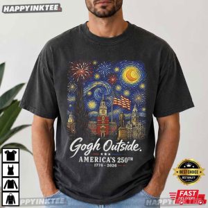 Gogh Outside America's 250th Anniversary Starry Night 4th of July T Shirt (4)