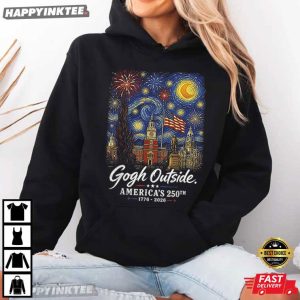 Gogh Outside America's 250th Anniversary Starry Night 4th of July T Shirt (2)