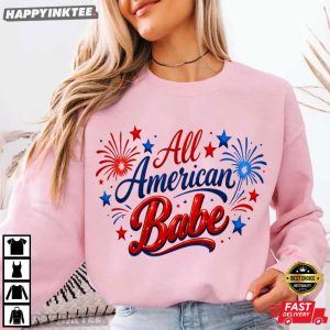All American Babe Red White Blue Fireworks 4th of July T Shirt (2)