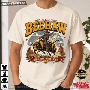 Beehaw Wild West Honey Rider Vintage Cowboy Bee T Shirt (3)