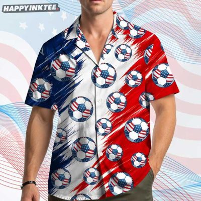 American Flag Ball Summer Beach Patriotic Soccer Hawaiian Shirt