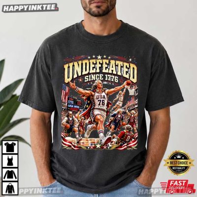 Undefeated Since 1776 Patriotic Basketball USA 4th of July T-Shirt