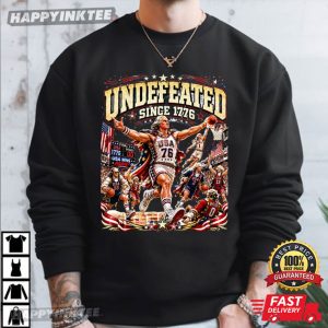 Undefeated Since 1776 Patriotic Basketball USA 4th of July T Shirt (1)