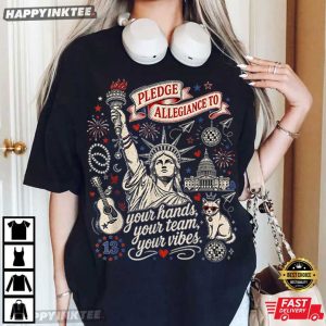Pledge Allegiance Music Lovers Patriotic 4th of July Team Vibes T Shirt (3)