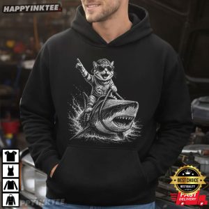 Hell Yeah Cat Shark Rider Funny Ocean Meme T Shirt (4)